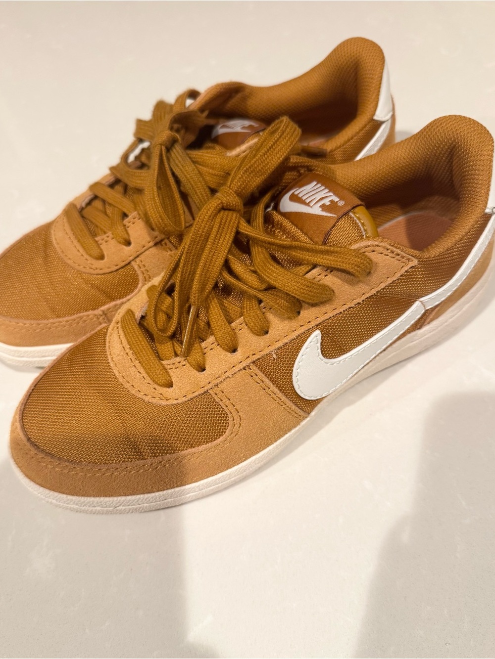 Nike Court Borough Low Recraft Sneakers Wheat Brown White Size 4.5Y